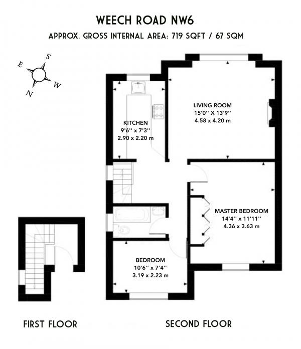Floor Plan Image for 2 Bedroom Flat for Sale in Weech Road, NW6